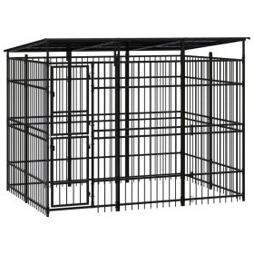 Outdoor Dog Kennel with Roof Steel 59.5 ftÂ¬â‰¤